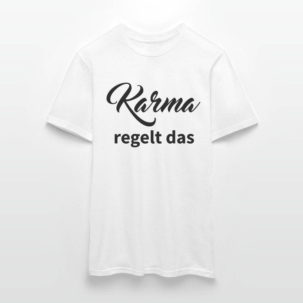 Herren - Männer T-Shirt Karma regelt das - Weiß