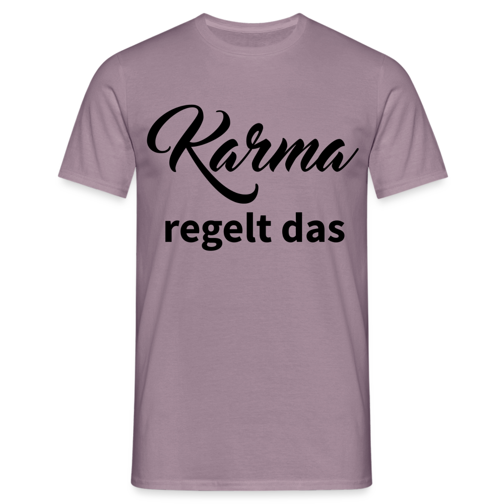 Herren - Männer T-Shirt Karma regelt das - Lilagrau 