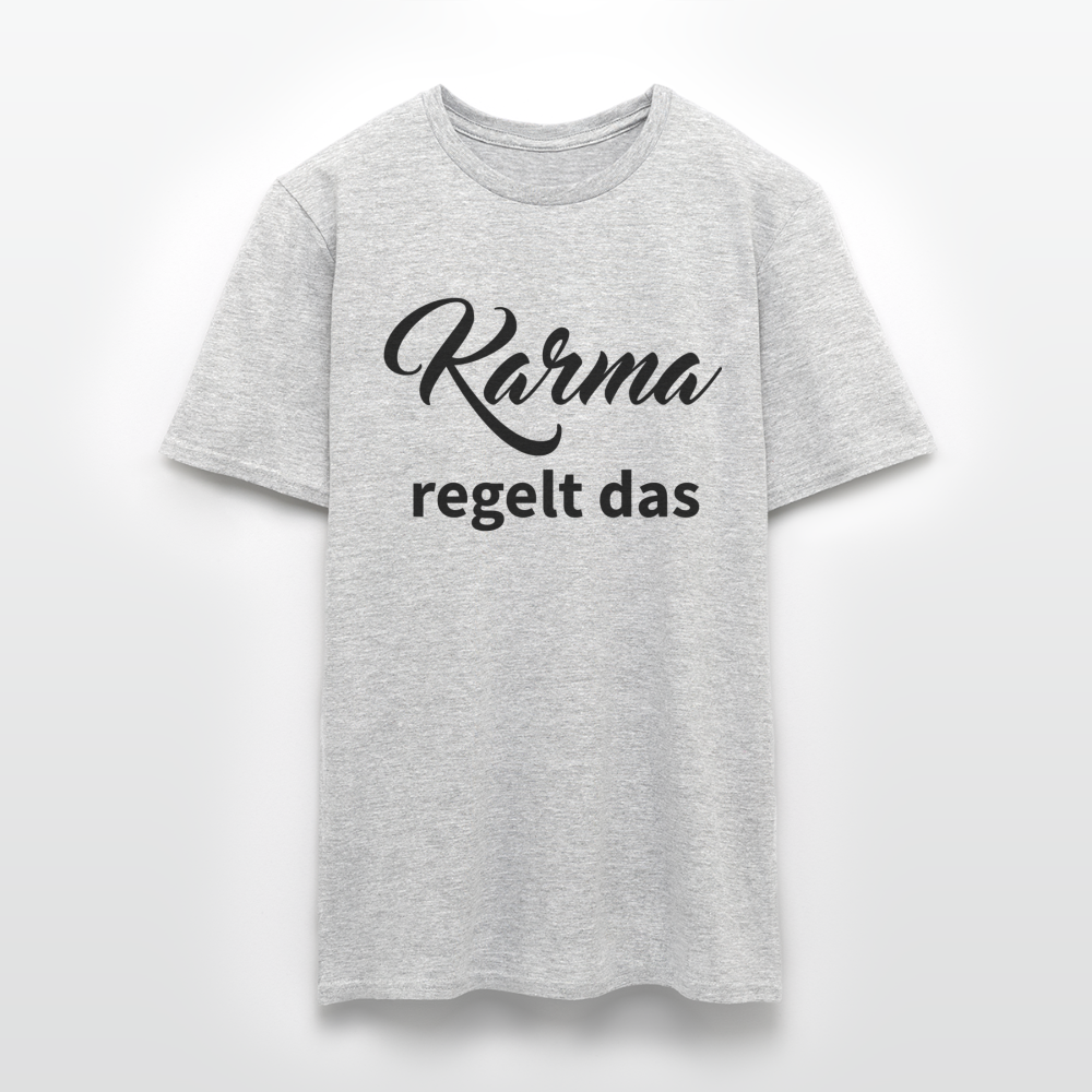 Herren - Männer T-Shirt Karma regelt das - Grau meliert