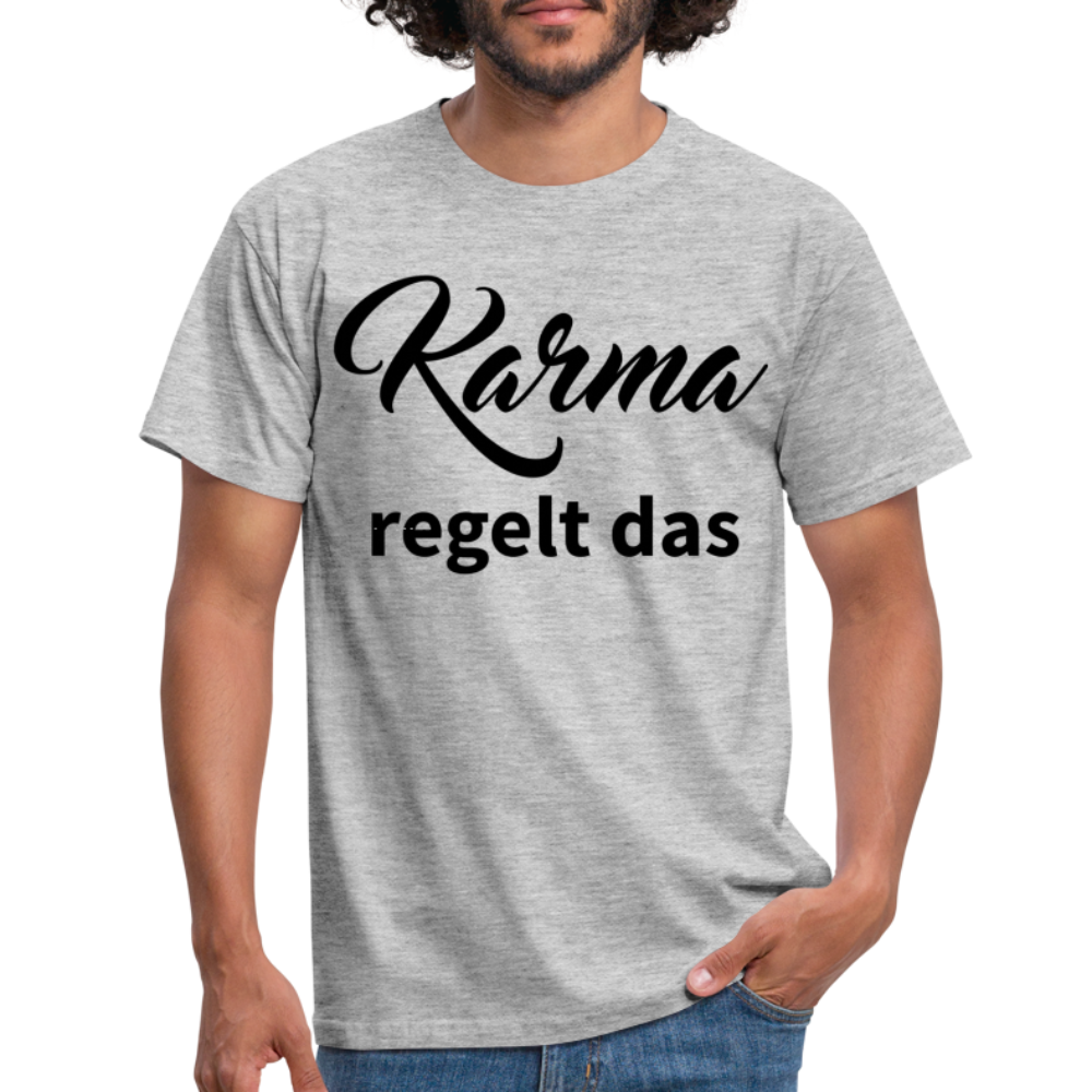 Herren - Männer T-Shirt Karma regelt das - Grau meliert