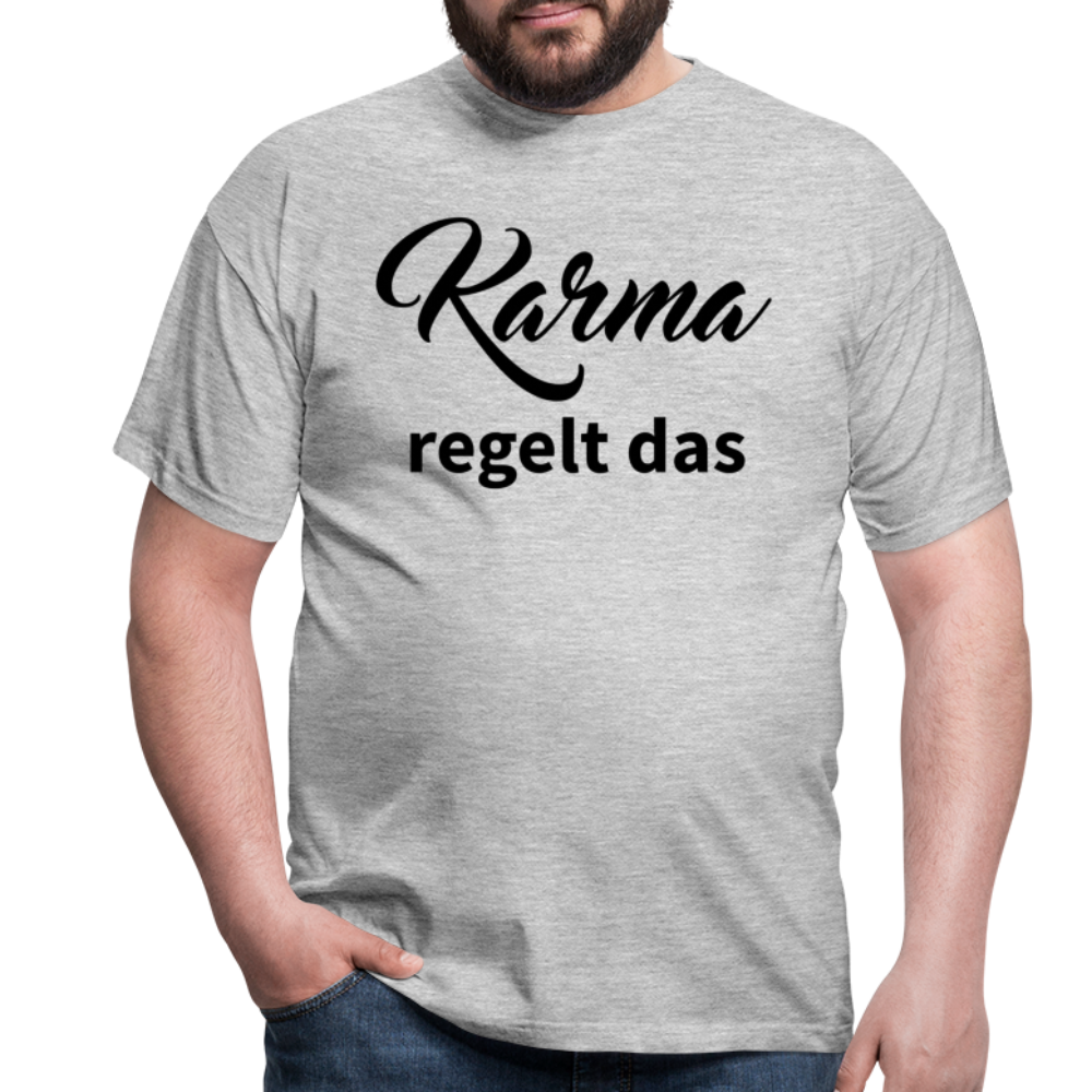 Herren - Männer T-Shirt Karma regelt das - Grau meliert