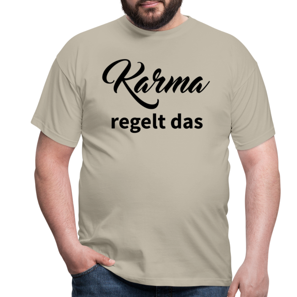 Herren - Männer T-Shirt Karma regelt das - Sandbeige