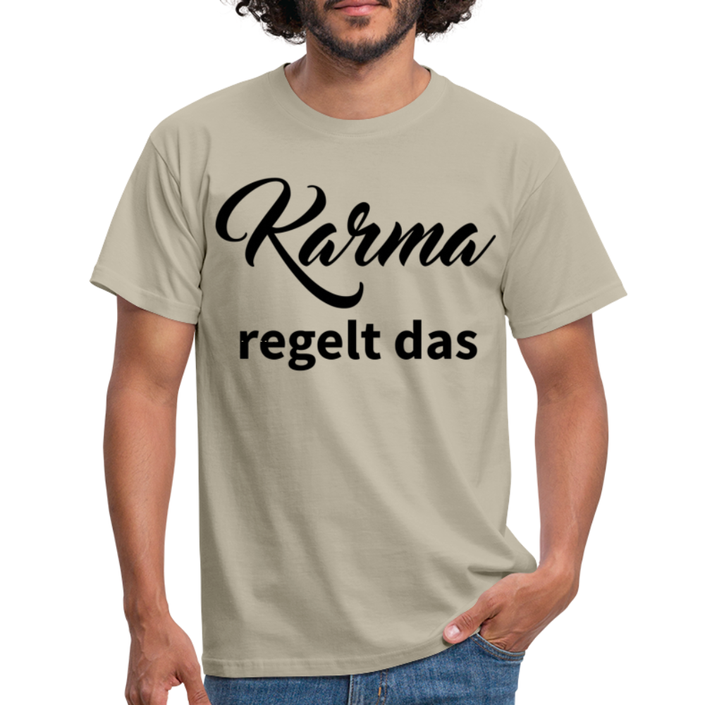 Herren - Männer T-Shirt Karma regelt das - Sandbeige