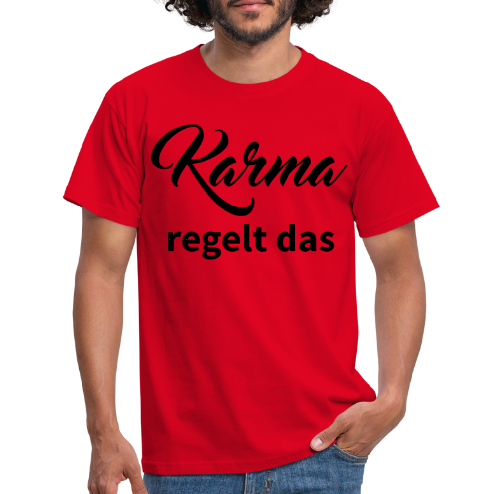 Herren - Männer T-Shirt Karma regelt das - Rot