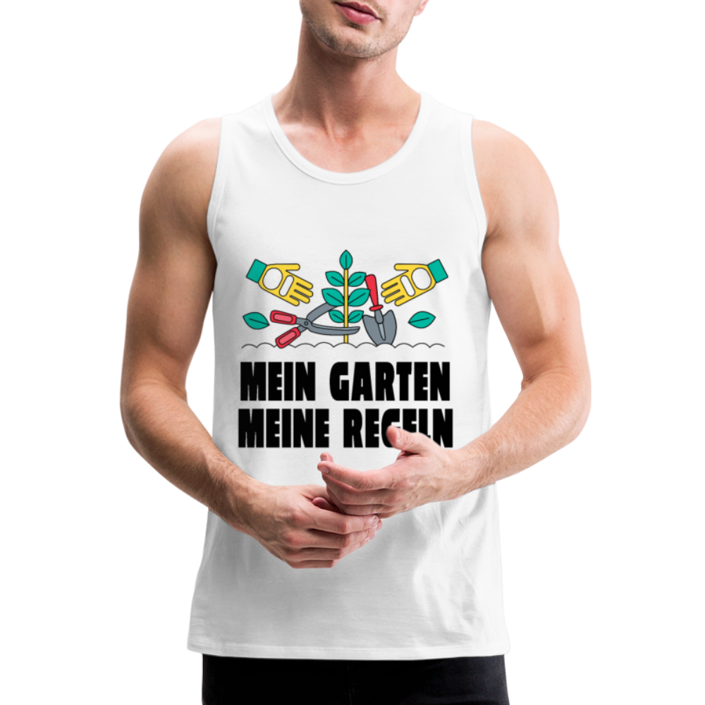 Herren Männer Premium Tank Top Mein Garten meine Regeln - Weiß