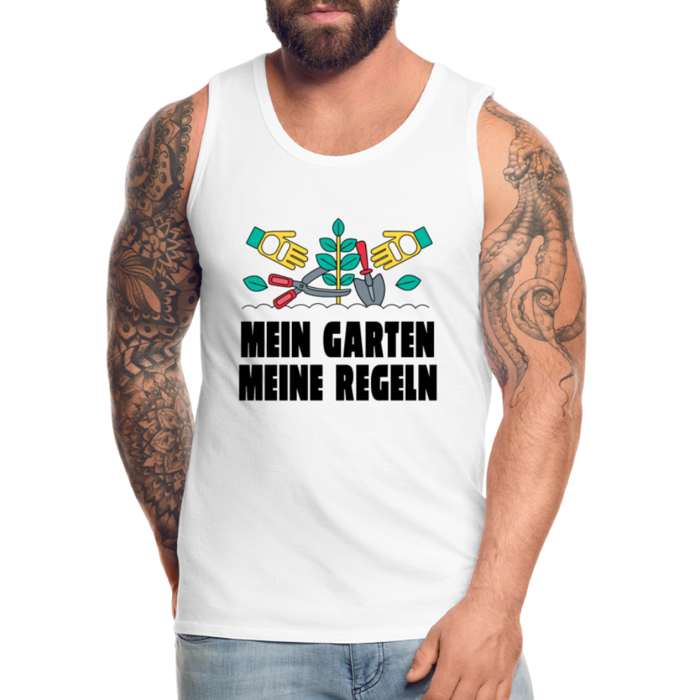 Herren Männer Premium Tank Top Mein Garten meine Regeln - Weiß