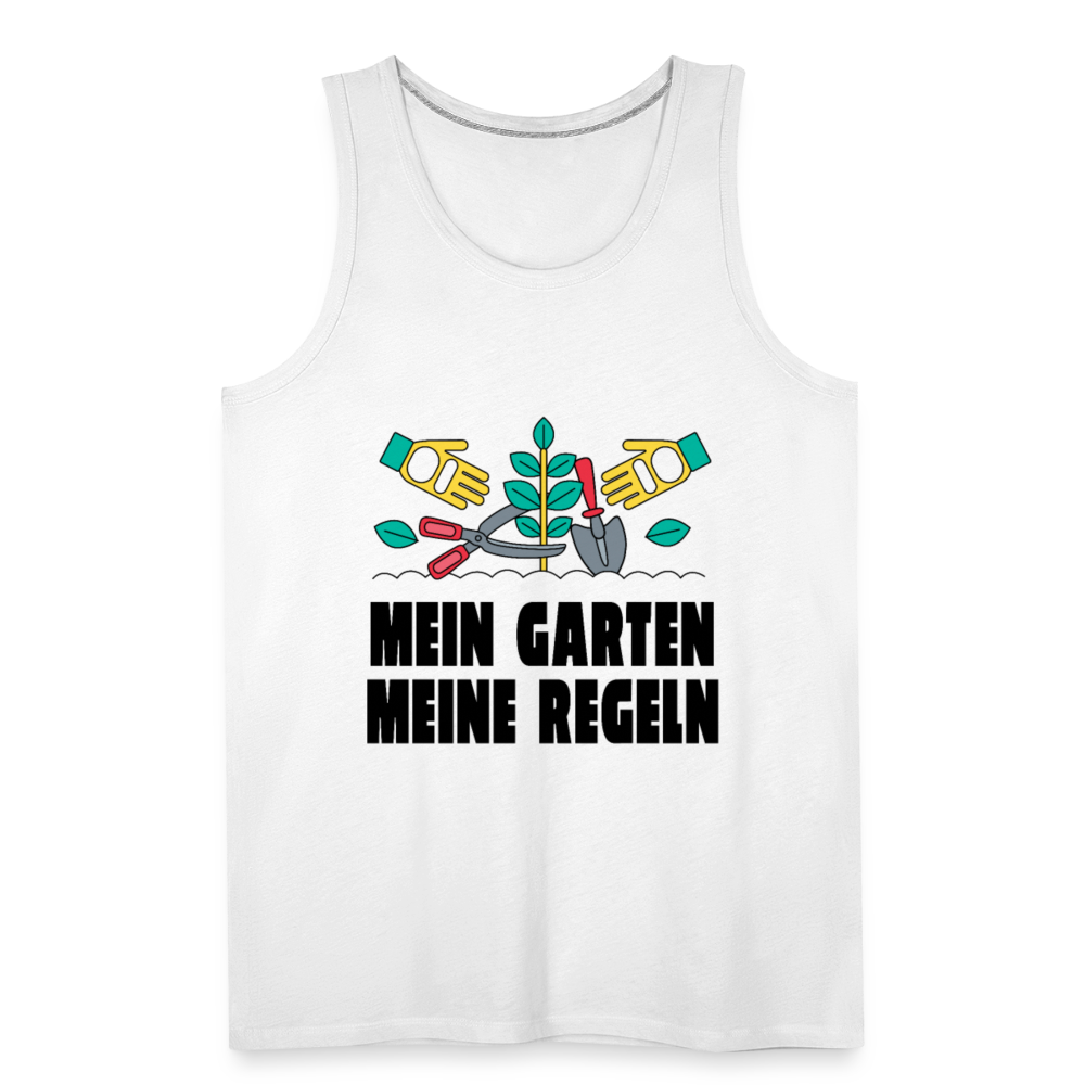 Herren Männer Premium Tank Top Mein Garten meine Regeln - Weiß