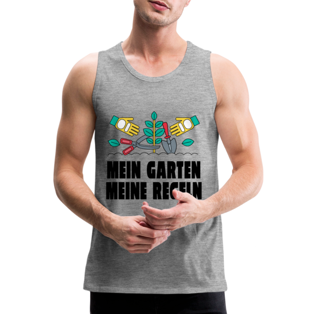 Herren Männer Premium Tank Top Mein Garten meine Regeln - Grau meliert