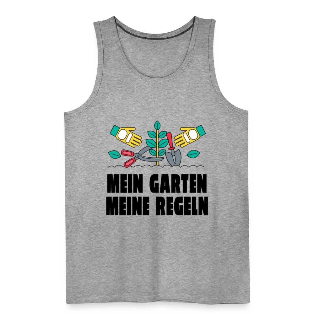 Herren Männer Premium Tank Top Mein Garten meine Regeln - Grau meliert