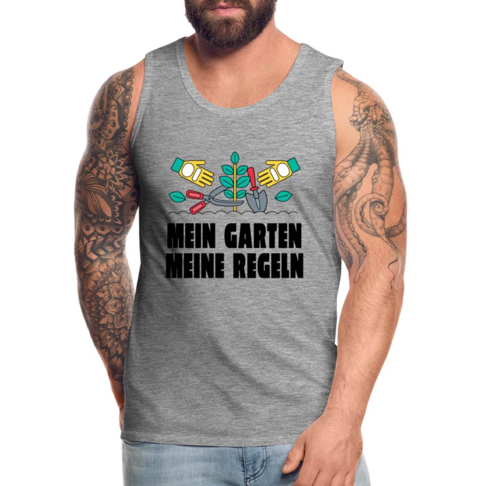 Herren Männer Premium Tank Top Mein Garten meine Regeln - Grau meliert