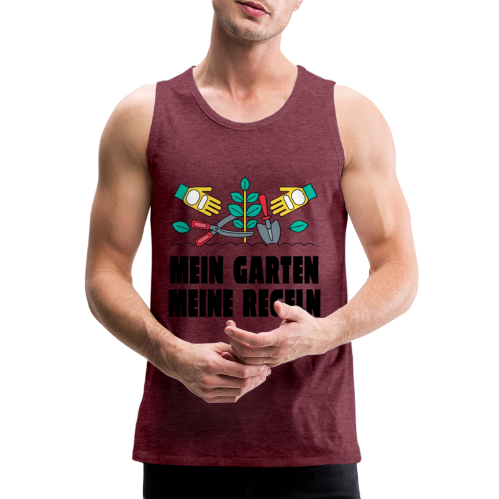 Herren Männer Premium Tank Top Mein Garten meine Regeln - Bordeauxrot meliert