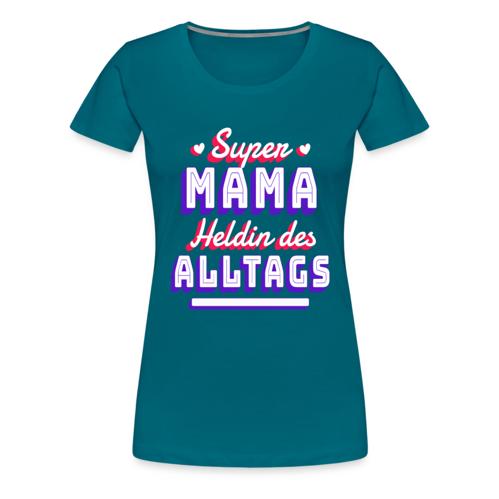 Damen - Frauen Premium T-Shirt Super Mama Heldin des Alltags - Divablau