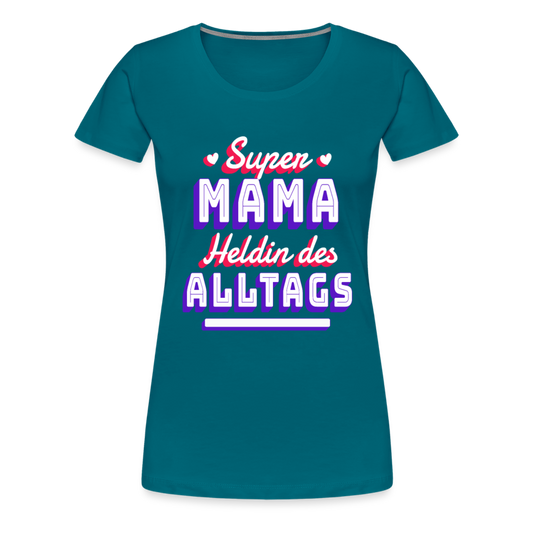 Damen - Frauen Premium T-Shirt Super Mama Heldin des Alltags - Divablau