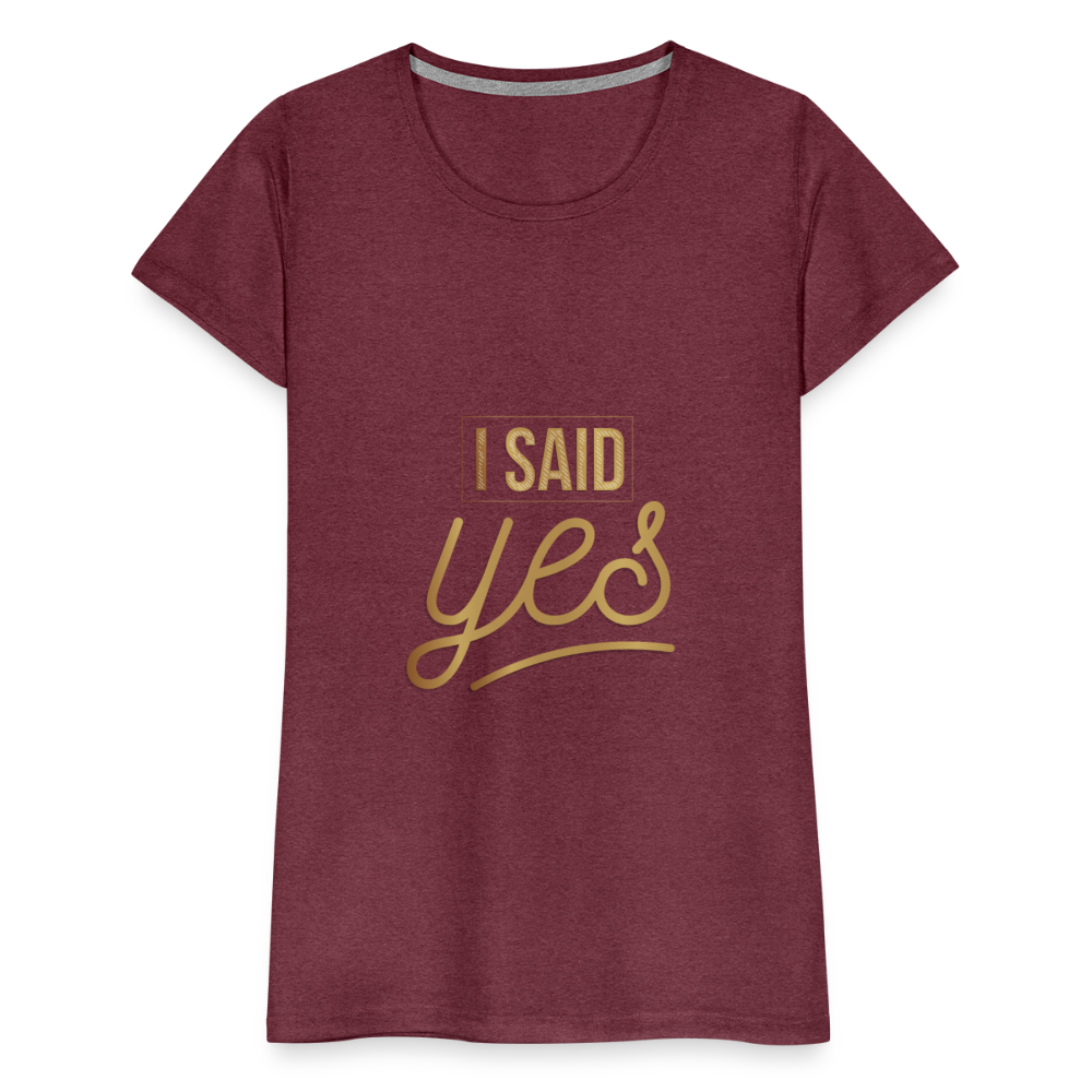 Damen - Frauen Premium T-Shirt I said yes - Hochzeit - Bordeauxrot meliert