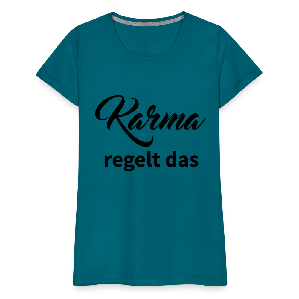 Damen - Frauen Premium T-Shirt Karma regelt das - Divablau