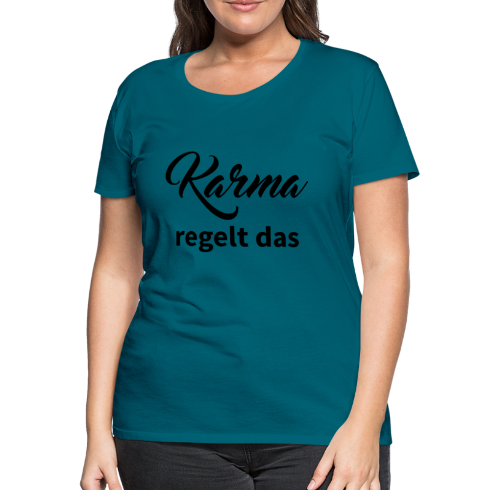 Damen - Frauen Premium T-Shirt Karma regelt das - Divablau