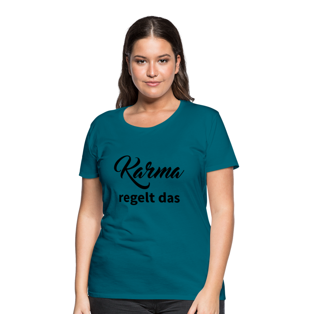 Damen - Frauen Premium T-Shirt Karma regelt das - Divablau