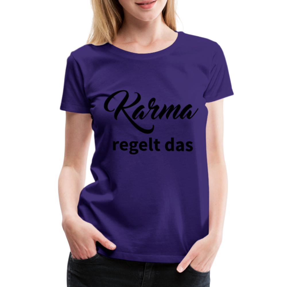 Damen - Frauen Premium T-Shirt Karma regelt das - Lila