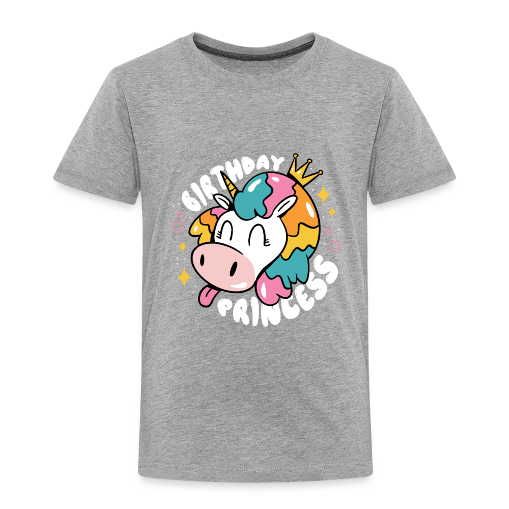 Kinder Premium T- Shirt Geburtstag Prinzessin -Einhorn - Grau meliert