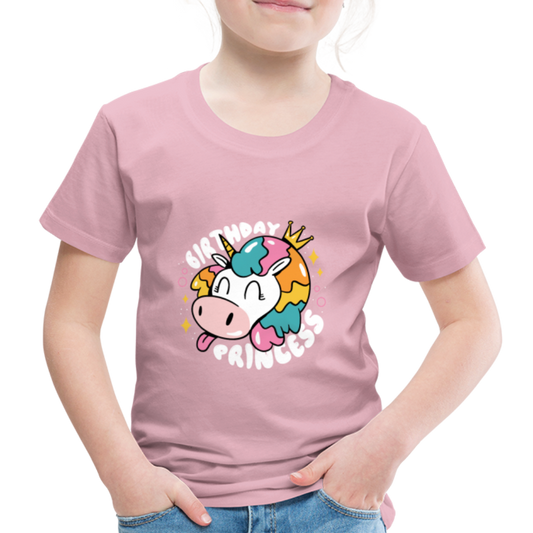 Kinder Premium T- Shirt Geburtstag Prinzessin -Einhorn - Hellrosa