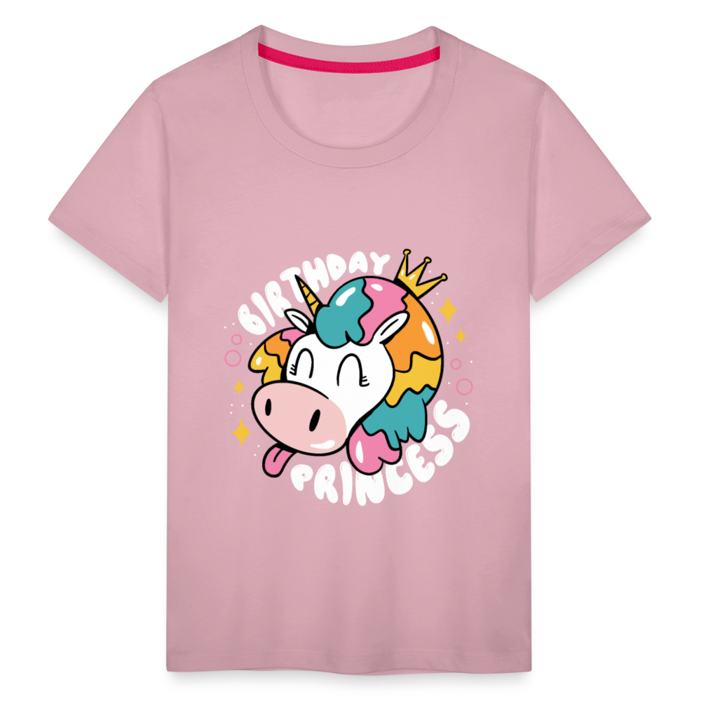 Kinder Premium T- Shirt Geburtstag Prinzessin -Einhorn - Hellrosa