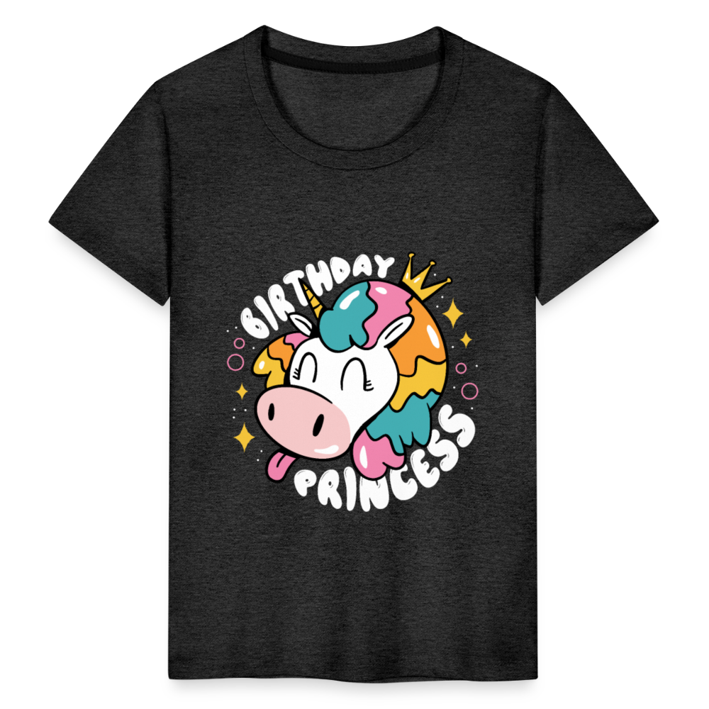 Kinder Premium T- Shirt Geburtstag Prinzessin -Einhorn - Anthrazit