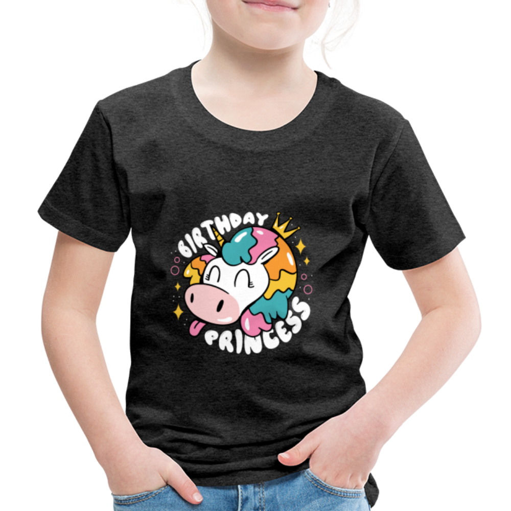 Kinder Premium T- Shirt Geburtstag Prinzessin -Einhorn - Anthrazit