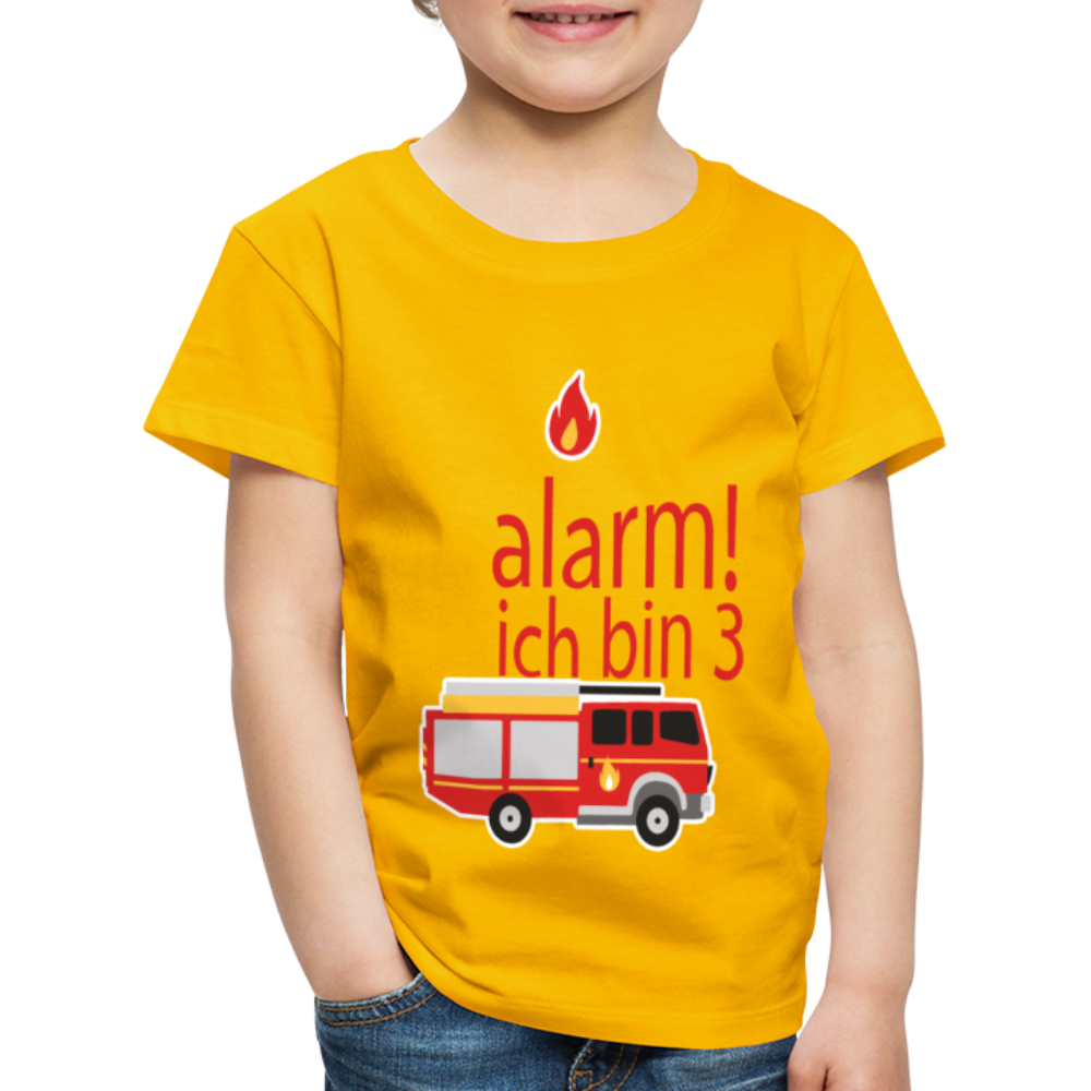 Kinder Premium T-Shirt 3.Geburtstag Feuerwehr - Sonnengelb