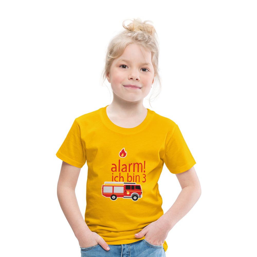 Kinder Premium T-Shirt 3.Geburtstag Feuerwehr - Sonnengelb