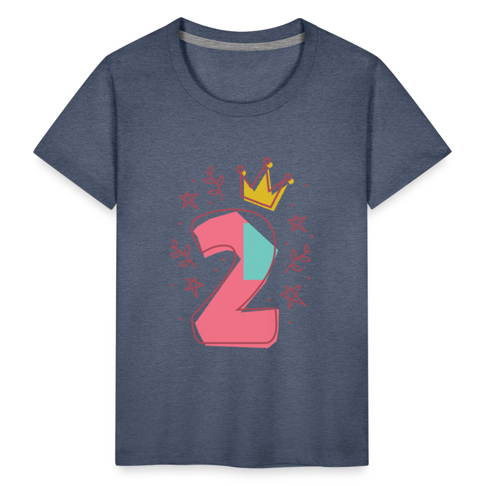 Kinder Premium T-Shirt  2.Geburtstag - Blau meliert