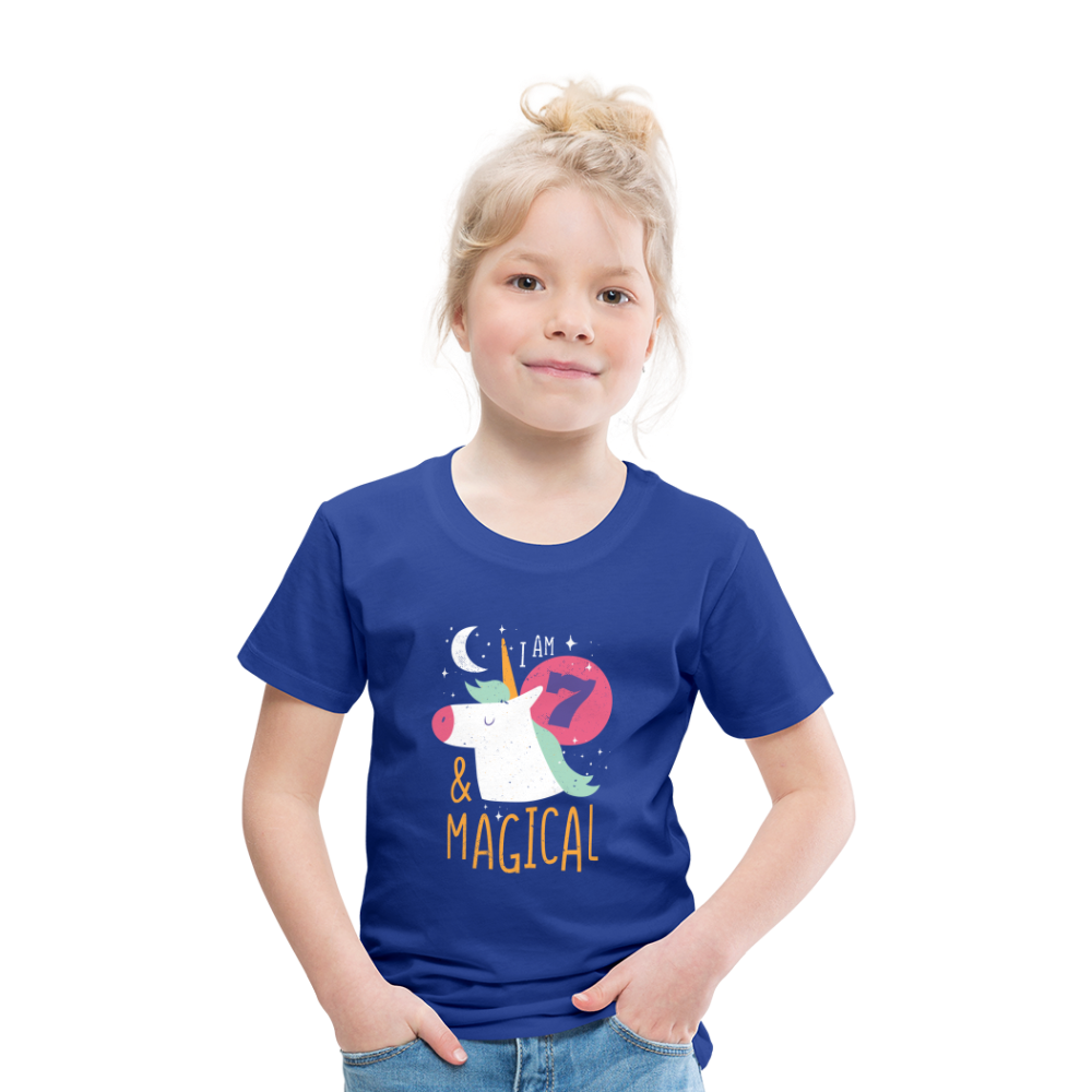 Kinder Premium T-Shirt Einhorn 7.Geburtstag - Königsblau