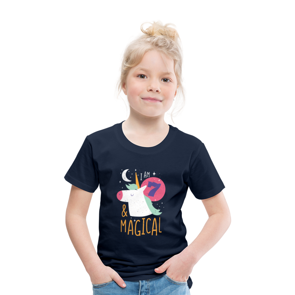 Kinder Premium T-Shirt Einhorn 7.Geburtstag - Navy