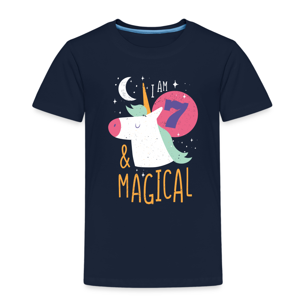 Kinder Premium T-Shirt Einhorn 7.Geburtstag - Navy