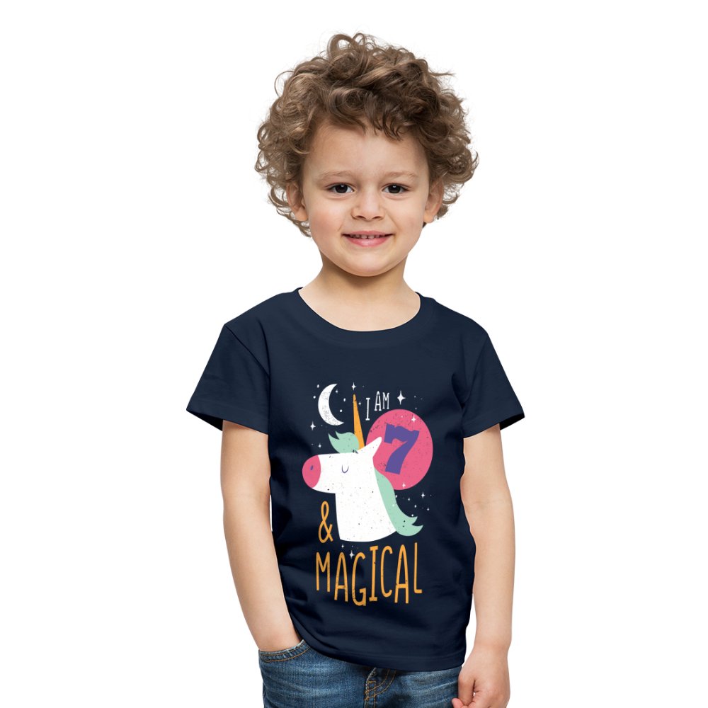 Kinder Premium T-Shirt Einhorn 7.Geburtstag - Navy