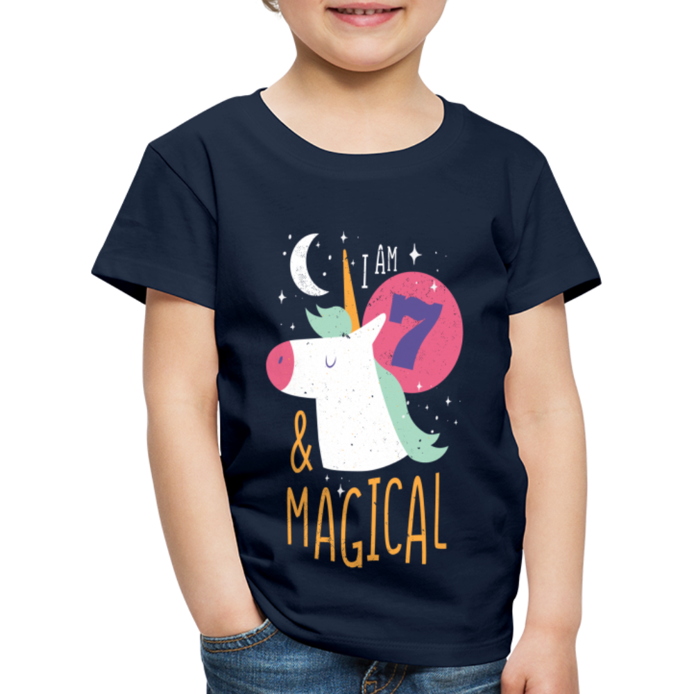 Kinder Premium T-Shirt Einhorn 7.Geburtstag - Navy