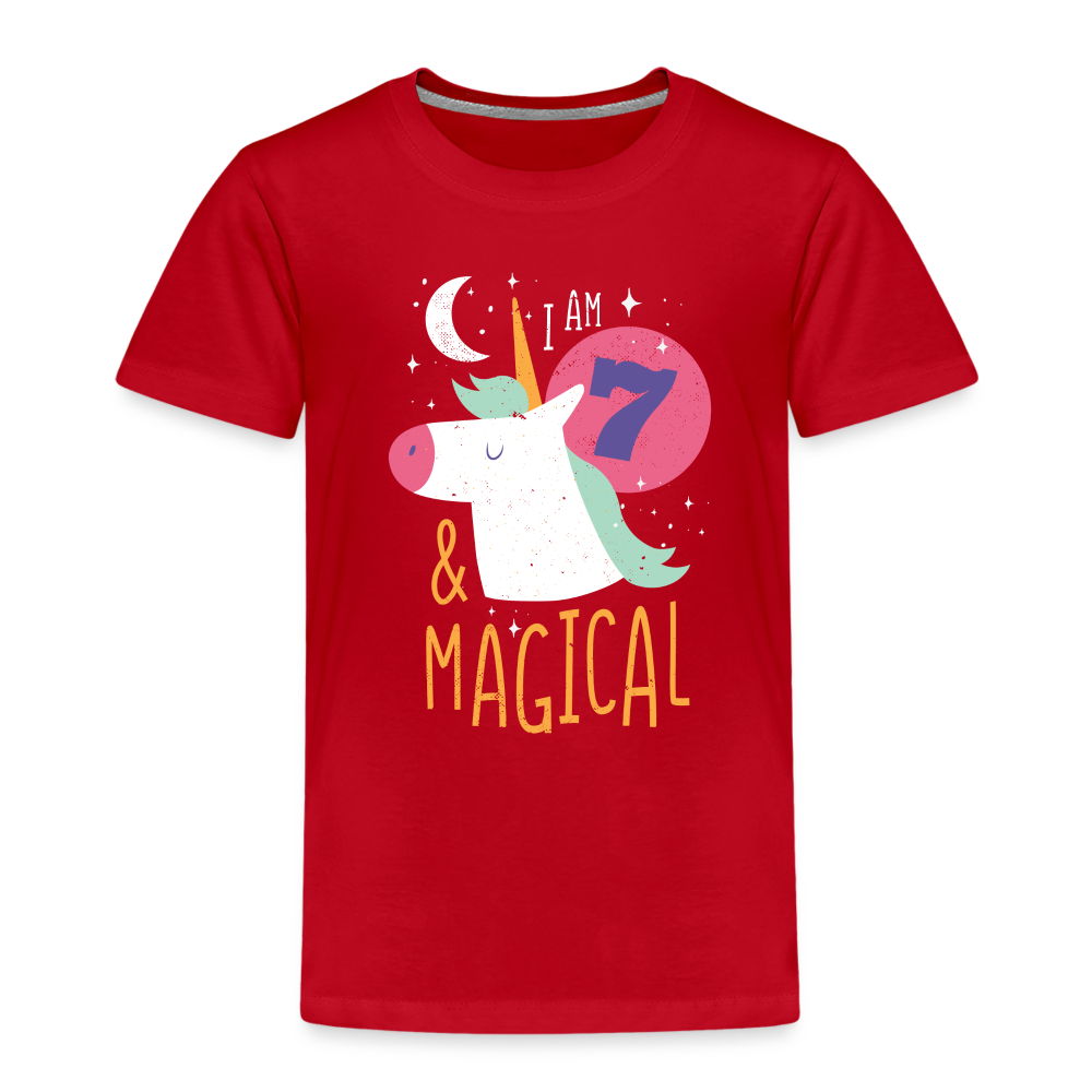 Kinder Premium T-Shirt Einhorn 7.Geburtstag - Rot