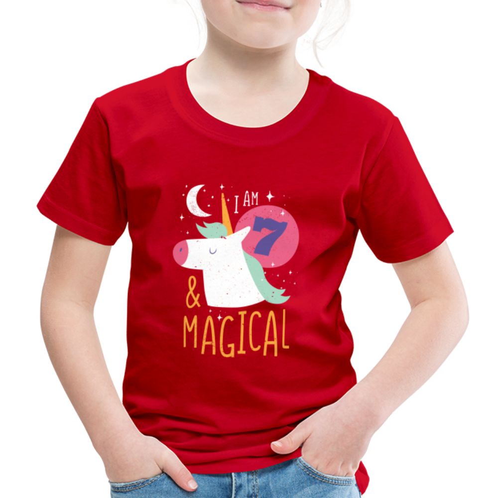 Kinder Premium T-Shirt Einhorn 7.Geburtstag - Rot