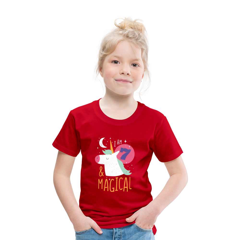 Kinder Premium T-Shirt Einhorn 7.Geburtstag - Rot