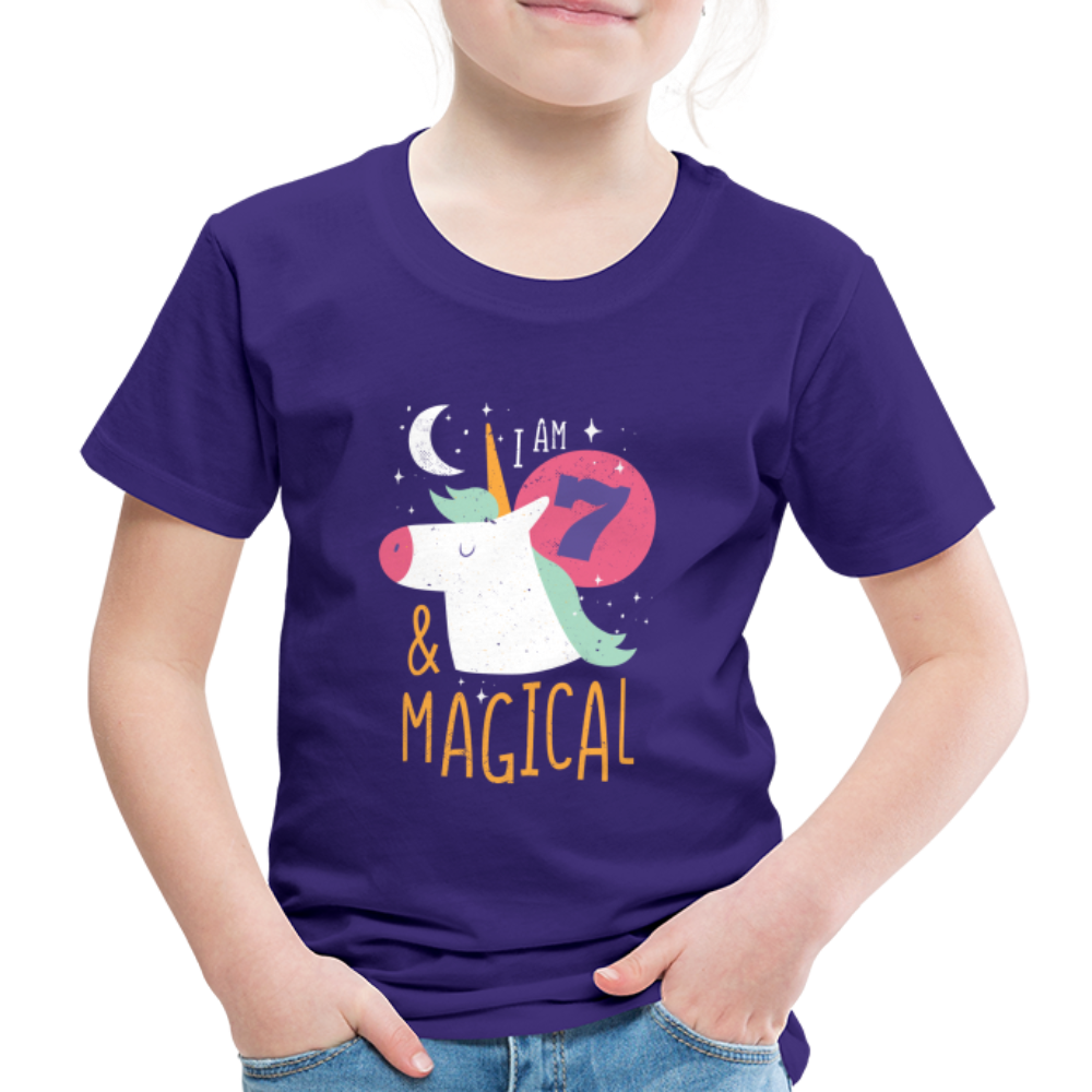 Kinder Premium T-Shirt Einhorn 7.Geburtstag - Lila