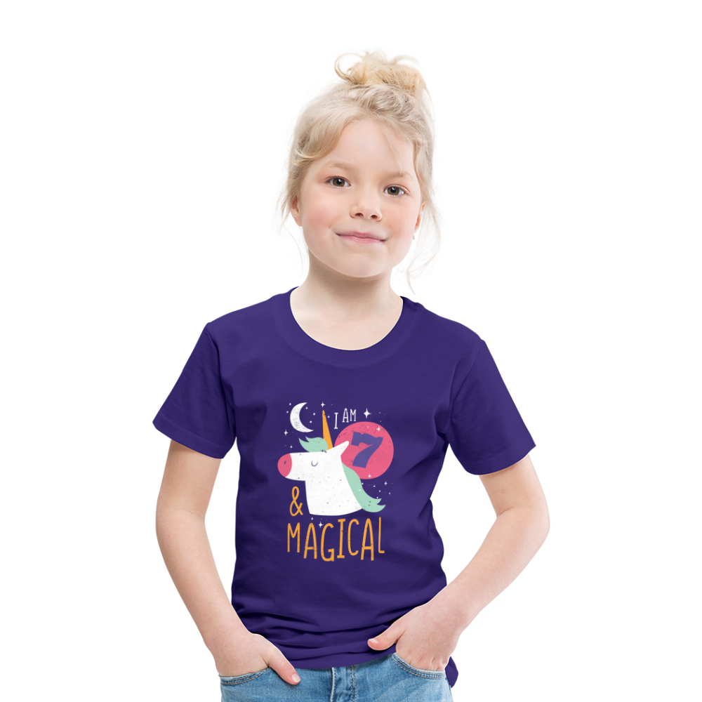 Kinder Premium T-Shirt Einhorn 7.Geburtstag - Lila