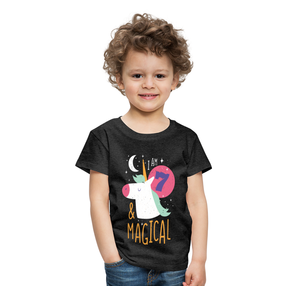 Kinder Premium T-Shirt Einhorn 7.Geburtstag - Anthrazit