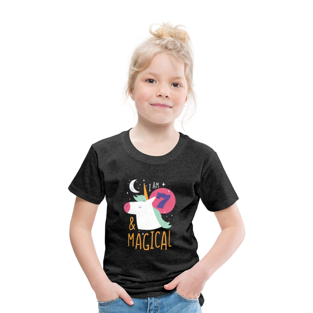 Kinder Premium T-Shirt Einhorn 7.Geburtstag - Anthrazit