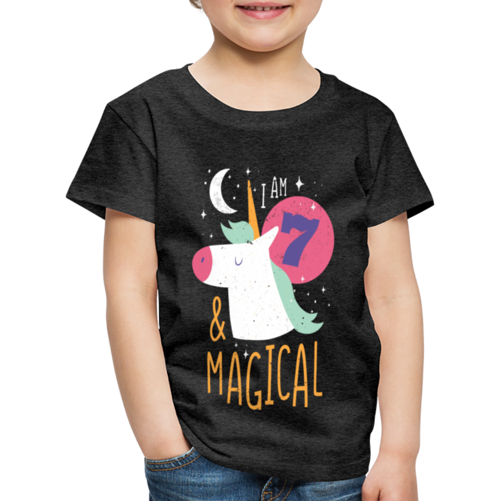 Kinder Premium T-Shirt Einhorn 7.Geburtstag - Anthrazit