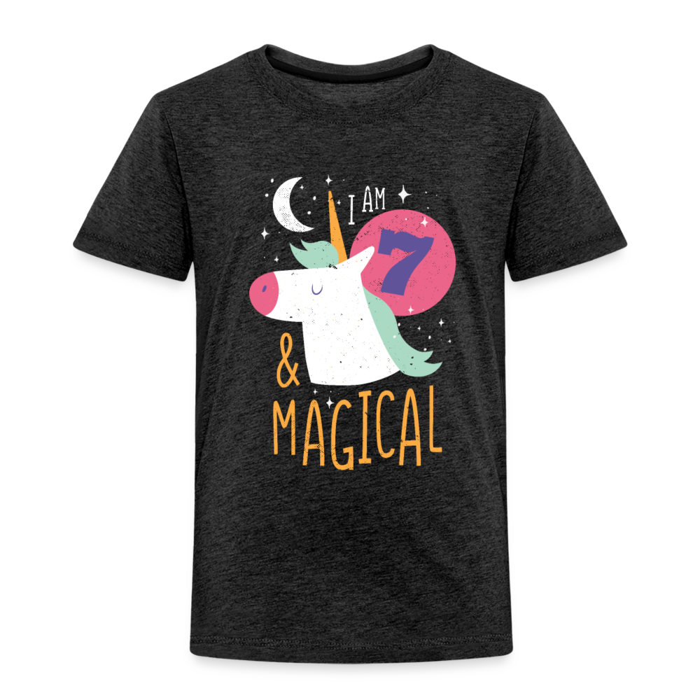 Kinder Premium T-Shirt Einhorn 7.Geburtstag - Anthrazit