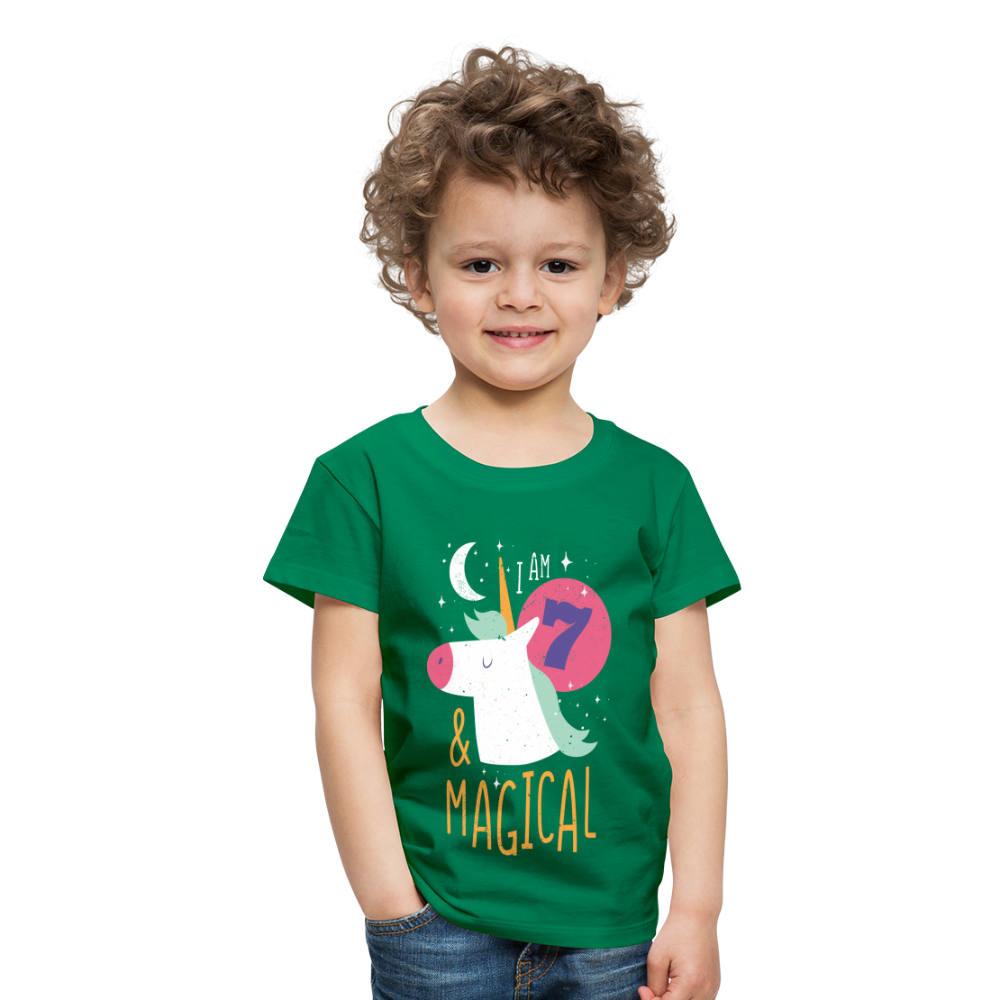 Kinder Premium T-Shirt Einhorn 7.Geburtstag - Kelly Green