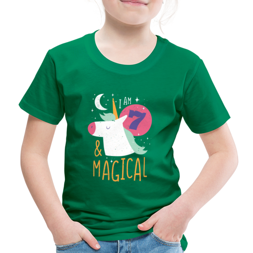 Kinder Premium T-Shirt Einhorn 7.Geburtstag - Kelly Green