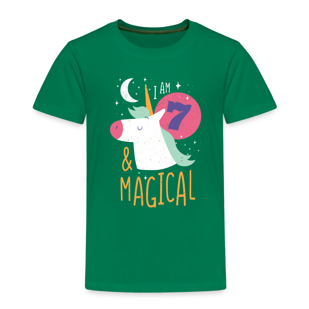 Kinder Premium T-Shirt Einhorn 7.Geburtstag - Kelly Green