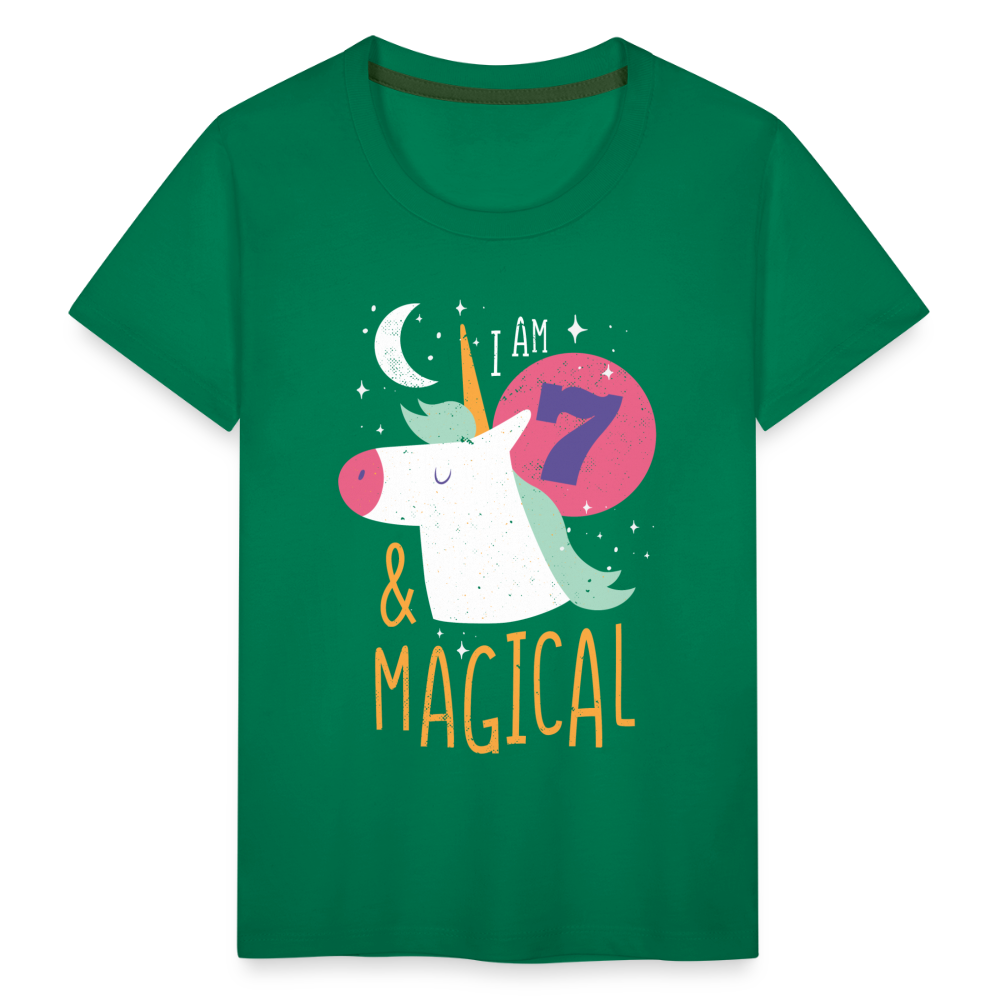 Kinder Premium T-Shirt Einhorn 7.Geburtstag - Kelly Green