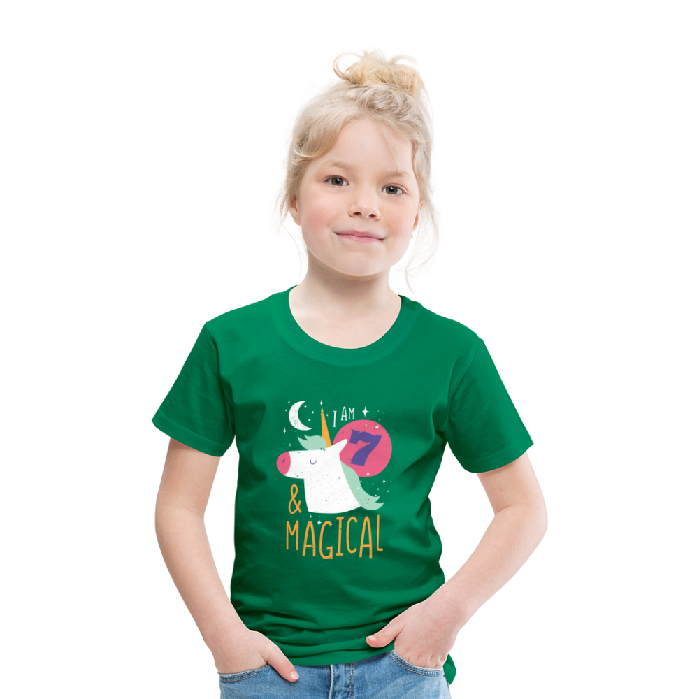 Kinder Premium T-Shirt Einhorn 7.Geburtstag - Kelly Green