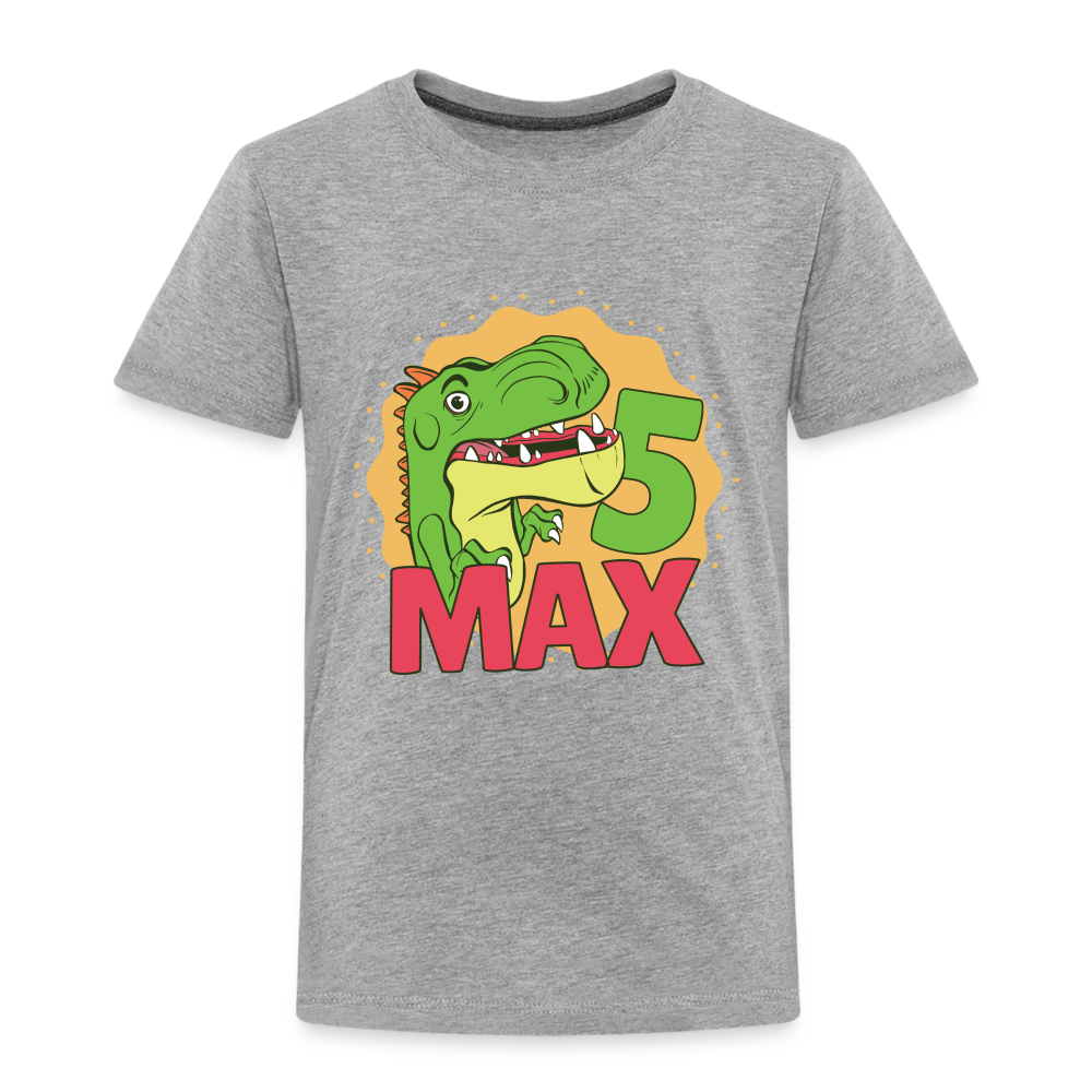 Kinder Premium T-Shirt Dino 5.Geburtstag - Grau meliert